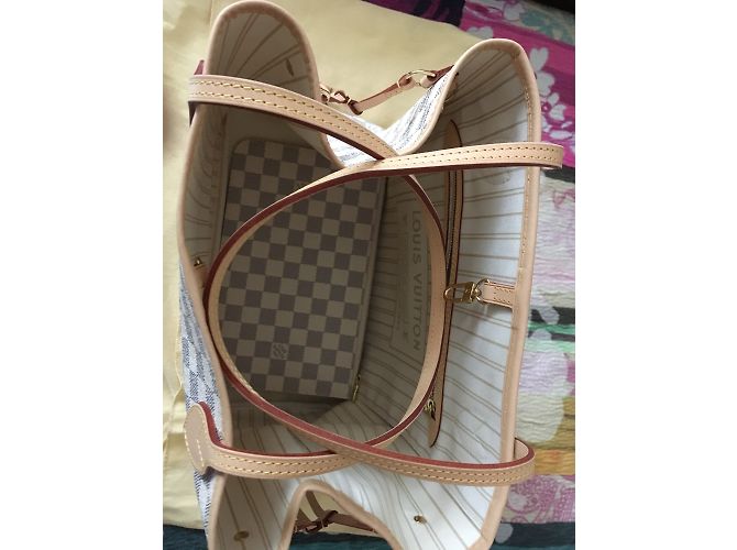 Louis Vuitton Neverfull MM Toile Damier Azur Beige - vista 5