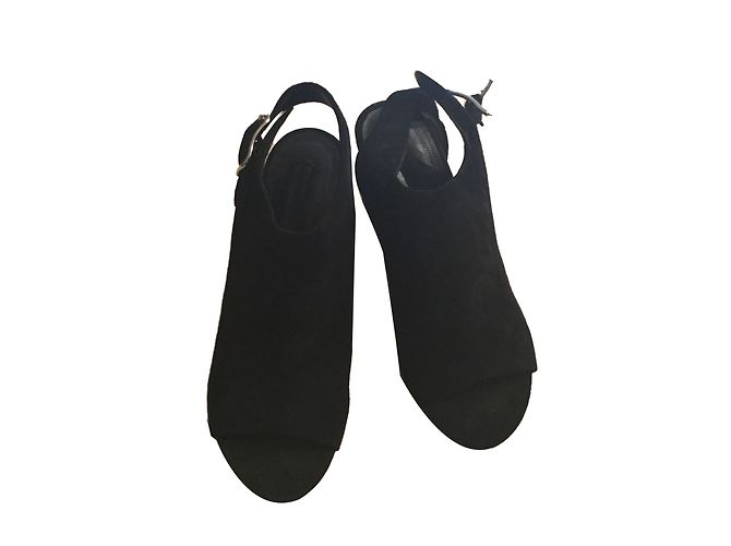 Sandali Alexander Wang in scamosciato nero con tacco 8cm - vista 2