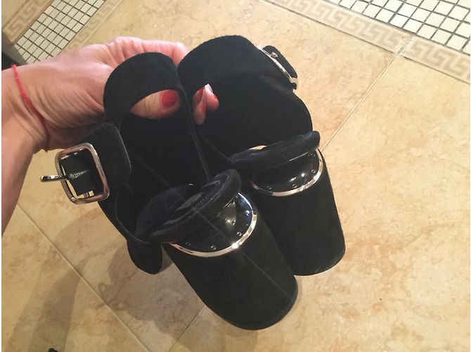 Sandali Alexander Wang in scamosciato nero con tacco 8cm - vista 3
