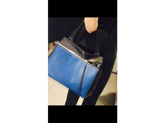 Borsa Céline Edge in pelle di puledro blu - vista 2