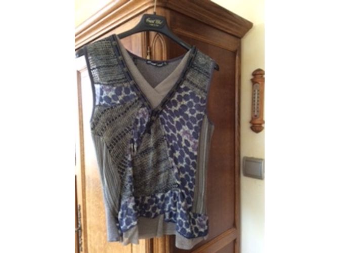 Autre Marque Giacca Tricot Chic Blu Navy in Viscosa - vista 3