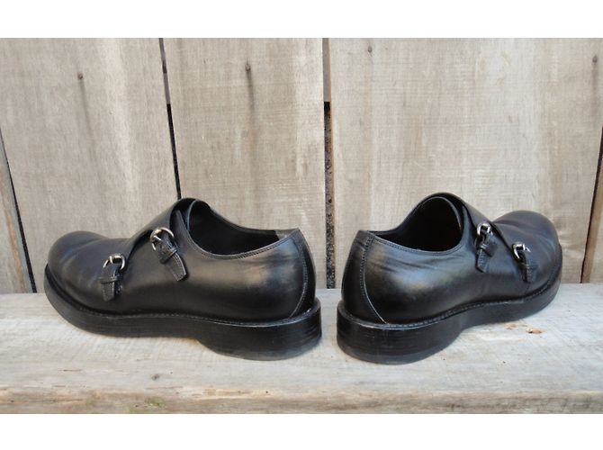 Gucci Zapatos Double Monk Strap de Cuero Negro - vista 5