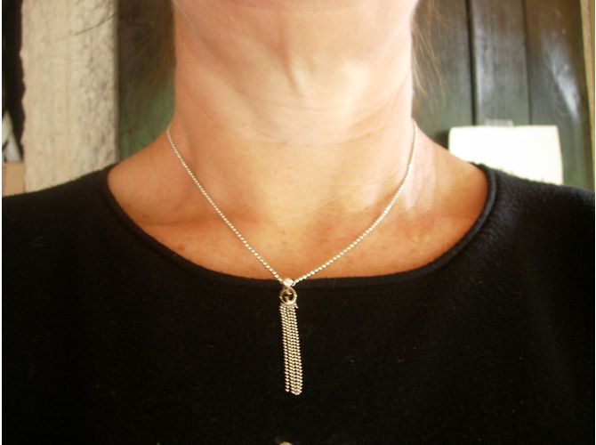 Collana con pendente Gucci G in oro bianco e diamante Argento - vista 2