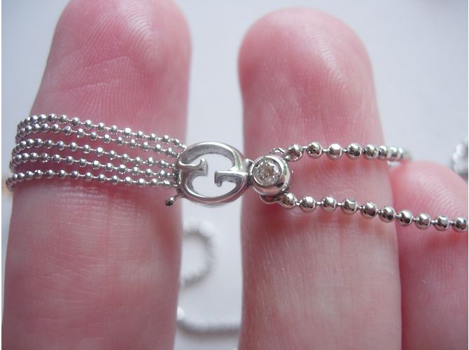 Collana con pendente Gucci G in oro bianco e diamante Argento - vista 4