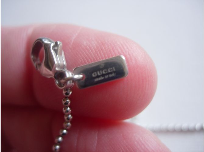 Collana con pendente Gucci G in oro bianco e diamante Argento - vista 7