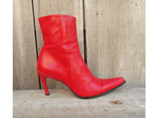 Botines Free Lance de piel roja con tacón de aguja - vista 3