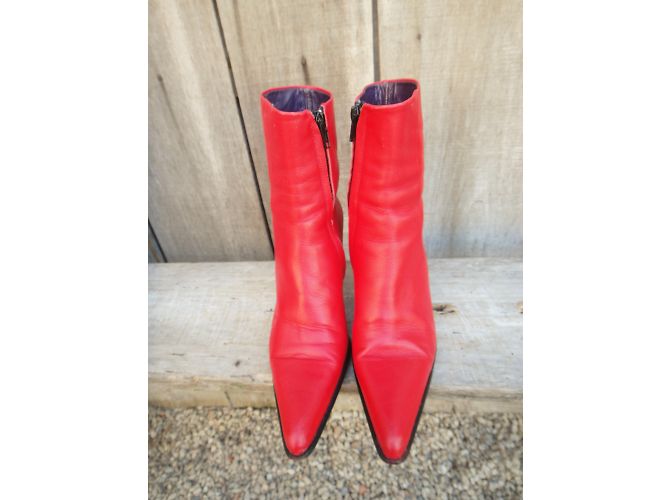 Botines Free Lance de piel roja con tacón de aguja - vista 4