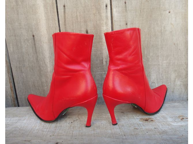 Botines Free Lance de piel roja con tacón de aguja - vista 5