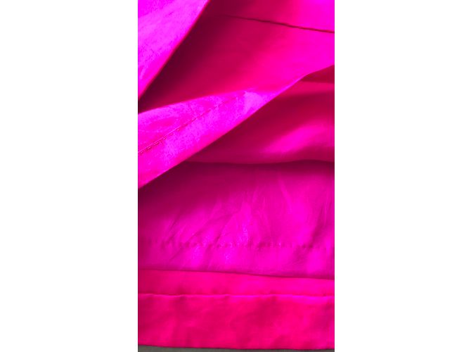Autre Marque Falda de raso de seda rosa brillante - vista 4