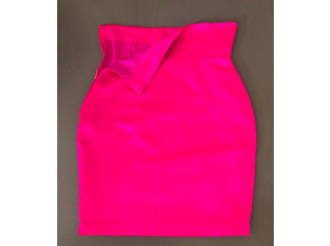 Autre Marque Falda de raso de seda rosa brillante - vista 5