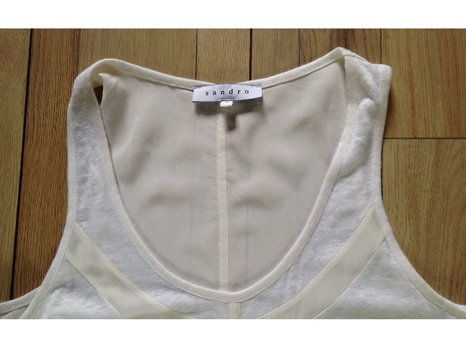 Top Sandro de seda e viscose branco e creme Carne - vista 4