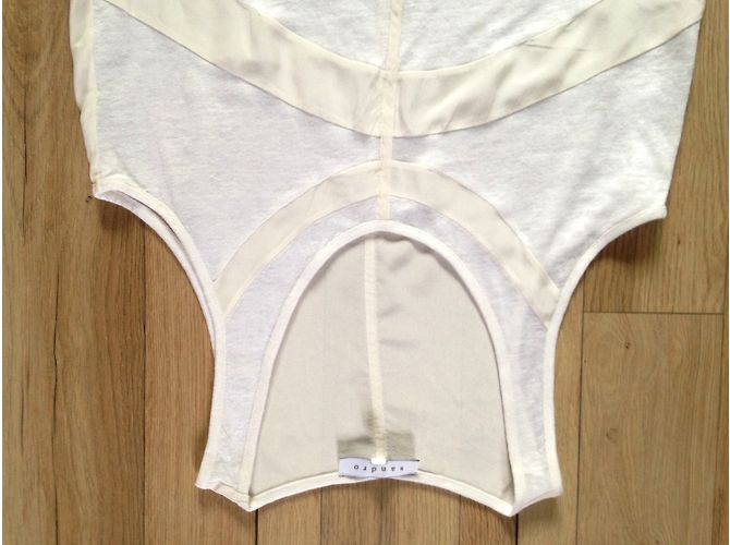 Top Sandro de seda e viscose branco e creme Carne - vista 5