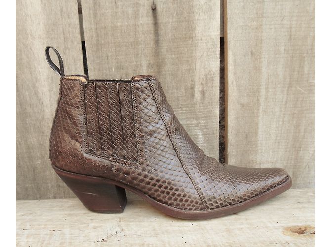 Botines Sartore de piel de lagarto marrón Castaño - vista 2