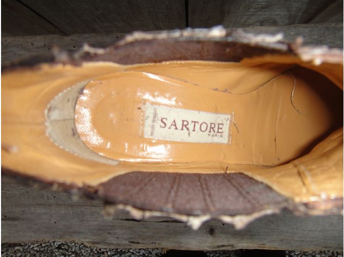 Botines Sartore de piel de lagarto marrón Castaño - vista 3