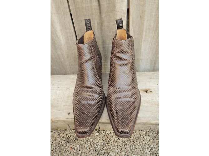 Botines Sartore de piel de lagarto marrón Castaño - vista 4
