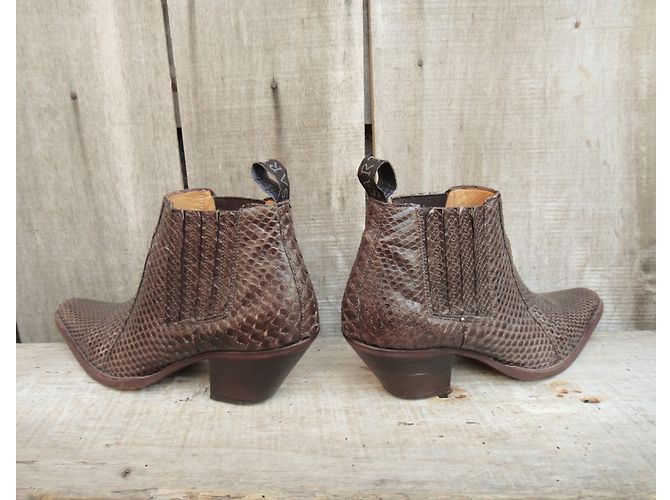 Botines Sartore de piel de lagarto marrón Castaño - vista 5