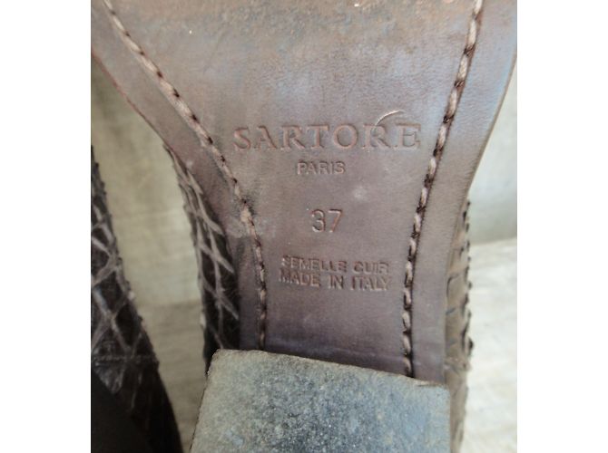 Botines Sartore de piel de lagarto marrón Castaño - vista 7