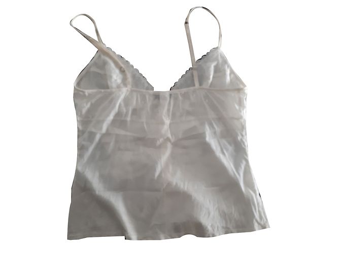 Top Christian Dior de seda y algodón bordado Crema Crudo - vista 2