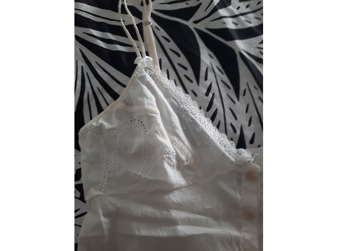 Top Christian Dior de seda y algodón bordado Crema Crudo - vista 5