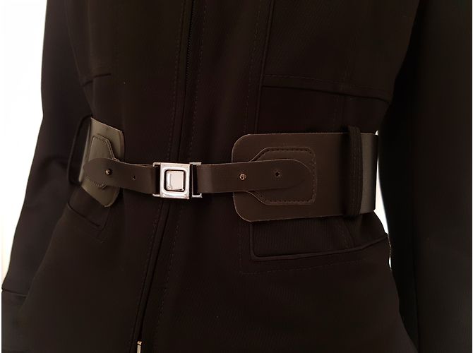 Autre Marque I BLUES Jacke aus Wolle mit Ledergürtel Schwarz - Ansicht 4