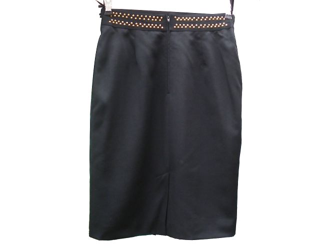 Autre Marque Falda negra de lana con tachones talla 42 Negro - vista 2