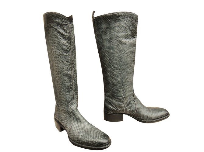 Sartore Stiefel aus grauem Pythonleder - Ansicht 2