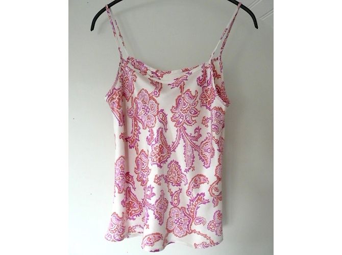 Autre Marque Top de seda satinada rosa y naranja Blanco roto - vista 3