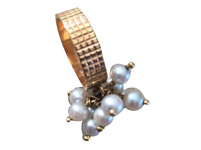 Autre Marque Goldring mit feinen Perlen Golden - Ansicht 2