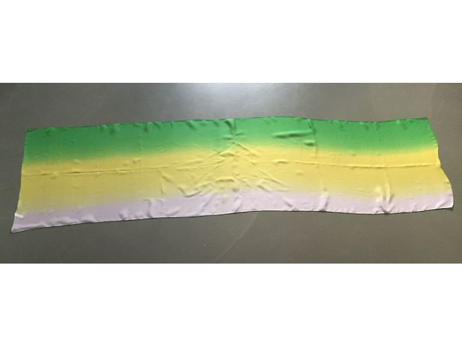 Autre Marque Sciarpa in chiffon di seta Tie Dye Rosa Verde Giallo - vista 2
