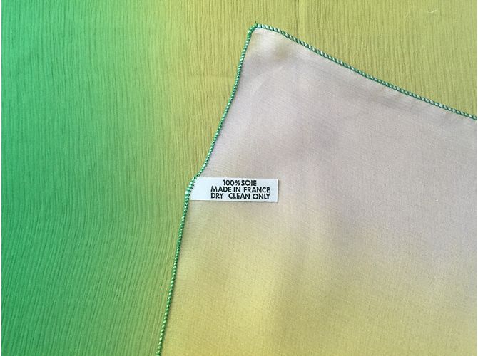 Autre Marque Sciarpa in chiffon di seta Tie Dye Rosa Verde Giallo - vista 4