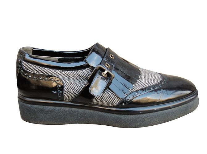 Scarpe con fibbia Robert Clergerie in tweed e vernice nera Nero - vista 2