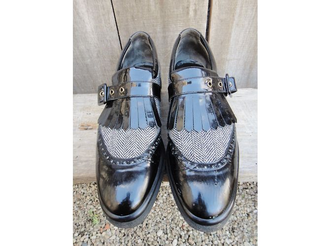 Scarpe con fibbia Robert Clergerie in tweed e vernice nera Nero - vista 5