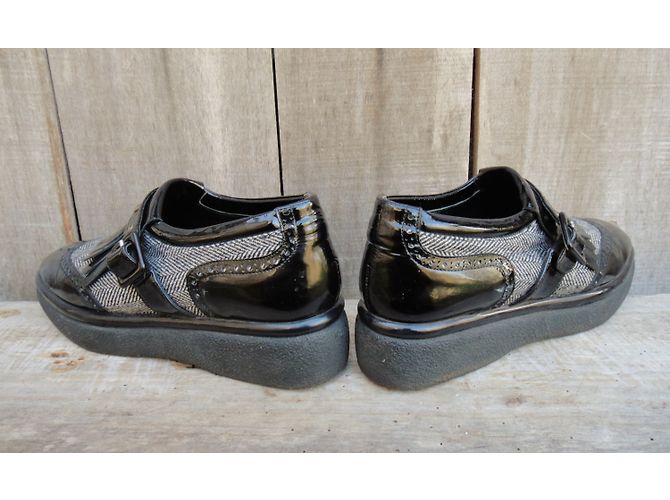 Scarpe con fibbia Robert Clergerie in tweed e vernice nera Nero - vista 6