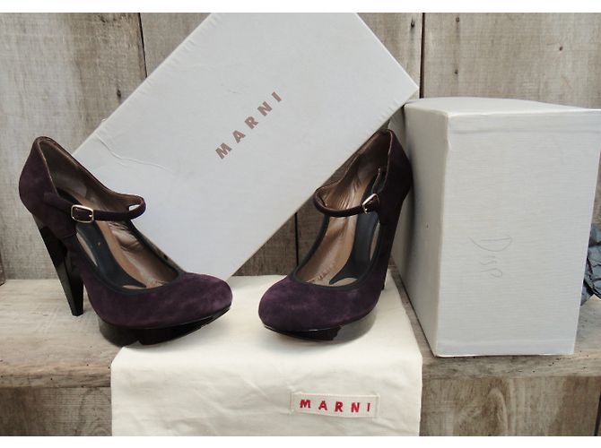 Décolleté Marni in velluto viola 38.5 Porpora - vista 3