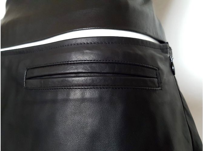 Saia preta salpicada Paco Rabanne de couro e seda Preto - vista 6