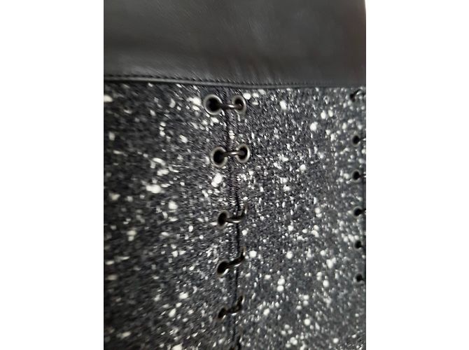 Saia preta salpicada Paco Rabanne de couro e seda Preto - vista 7
