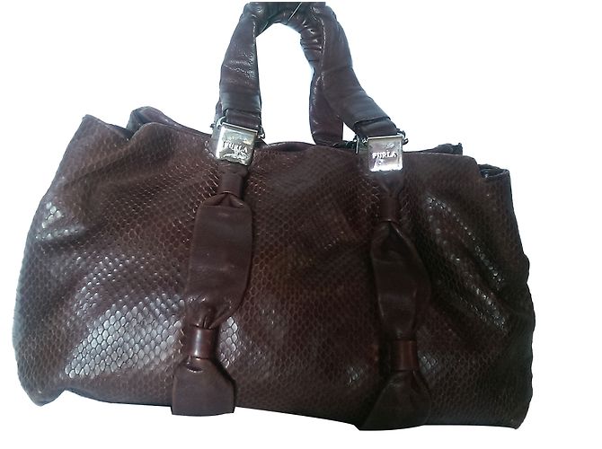 Furla Handtasche aus Leder Python Muster Dunkel Aubergine - Ansicht 2
