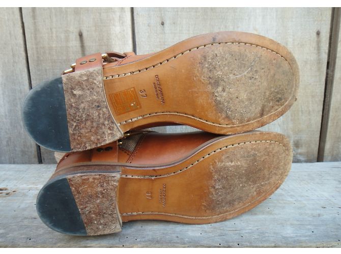Stivali Biker Dolce & Gabbana Marrone Chiaro Pelle e Tela 37 IT - vista 7