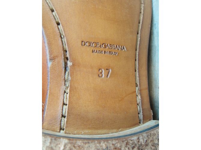 Stivali Biker Dolce & Gabbana Marrone Chiaro Pelle e Tela 37 IT - vista 8
