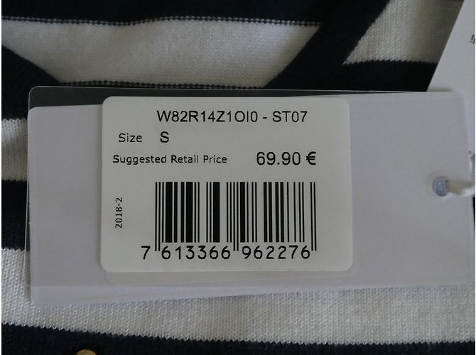 Maglia Guess a maniche lunghe bianca e blu navy in viscosa Bianco - vista 5