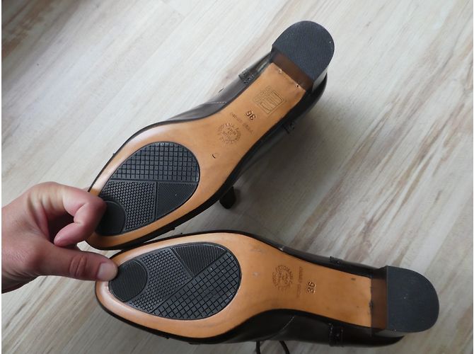 Autre Marque Scarpe derby in pelle taupe e marrone scuro Cioccolato - vista 4