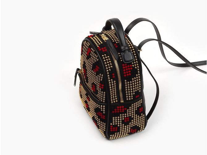 Zaino Les Petites in pelle e velluto a tracolla Multicolore - vista 4