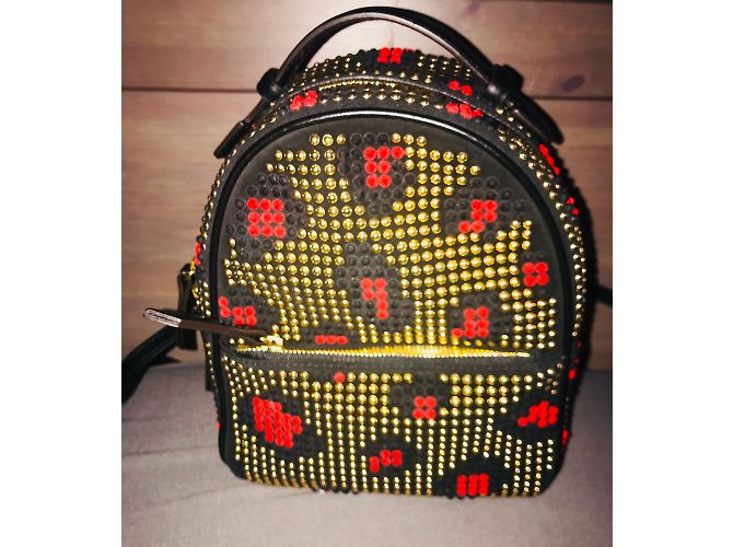 Zaino Les Petites in pelle e velluto a tracolla Multicolore - vista 6