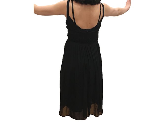 Les Petites Schwarzes Plissee Abendkleid - Ansicht 2