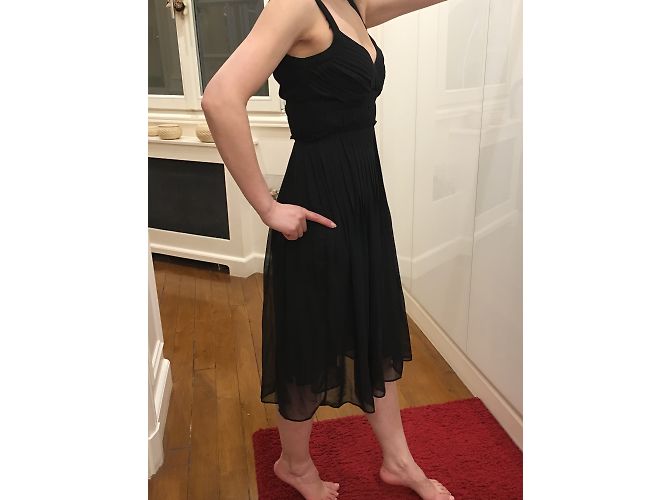 Les Petites Schwarzes Plissee Abendkleid - Ansicht 3