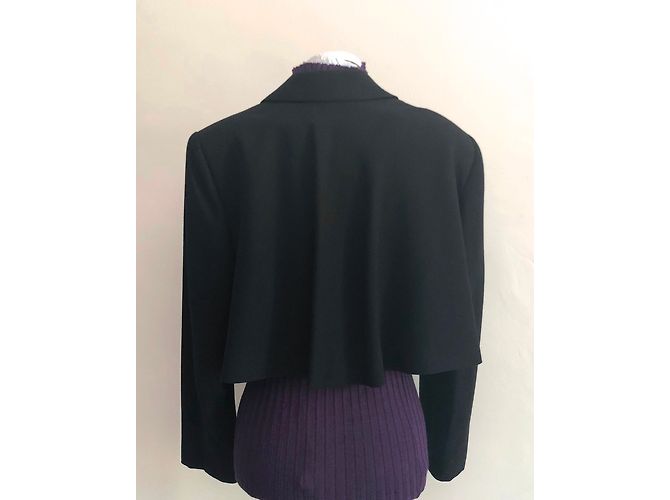 Autre Marque Black Wool Crepe Flared Short Jacket - view 4