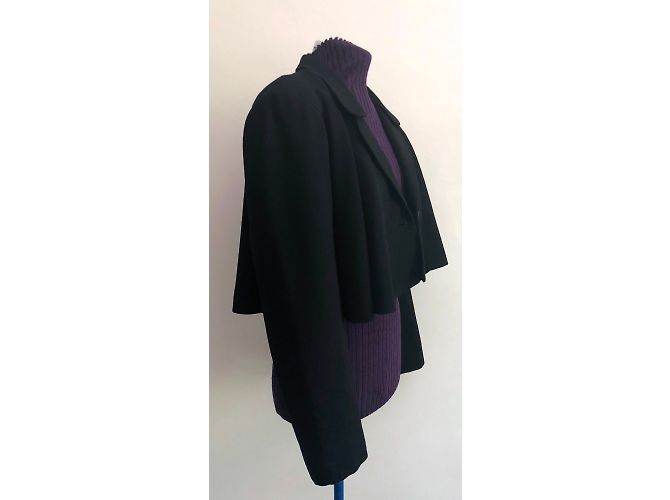 Autre Marque Black Wool Crepe Flared Short Jacket - view 6