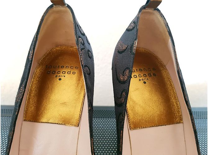Décolleté Laurence Dacade pelle e tessuto marrone dorato D'oro - vista 11