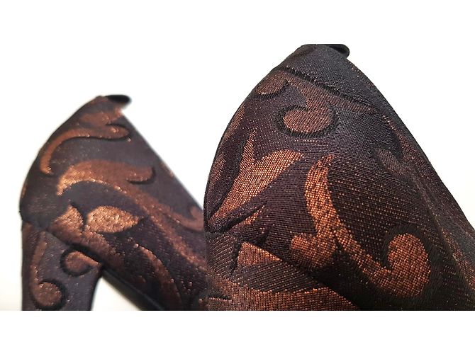 Décolleté Laurence Dacade pelle e tessuto marrone dorato D'oro - vista 12