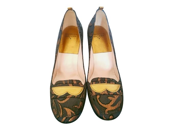 Décolleté Laurence Dacade pelle e tessuto marrone dorato D'oro - vista 2